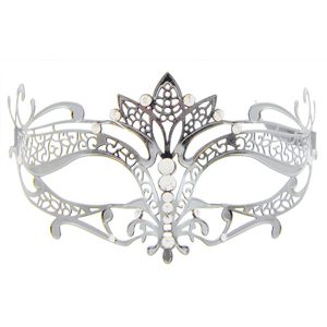 Image is of a silver metal eyemask