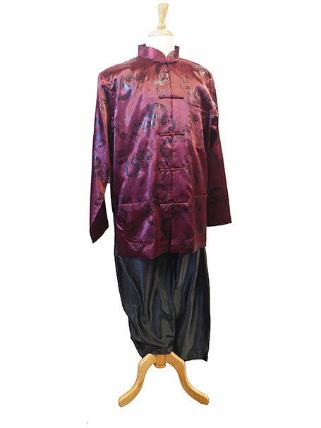 Men's Chinese style top being worn by a mannequin