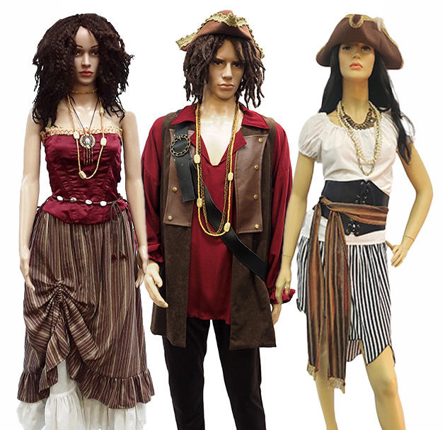 Male and female Pirate costumes from Acting the Part costume shop