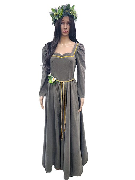 Midsummer nights dream costume styling idea using a green medieval gown and floral headress