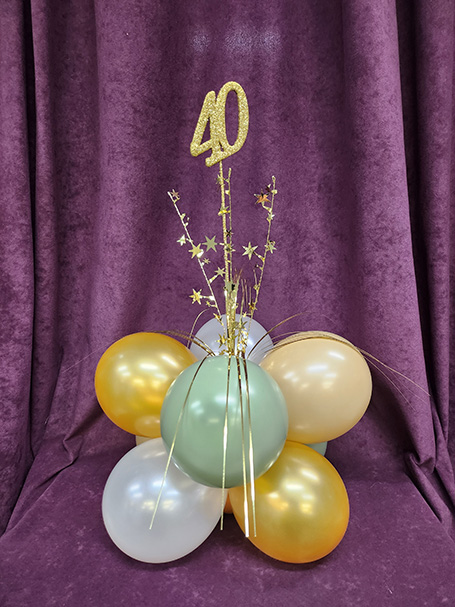 Image is of a party balloon arrangement